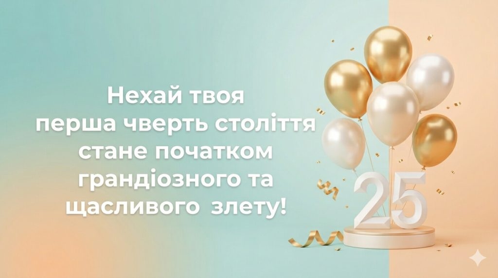 Привітання з 25-річчям своїми словами
